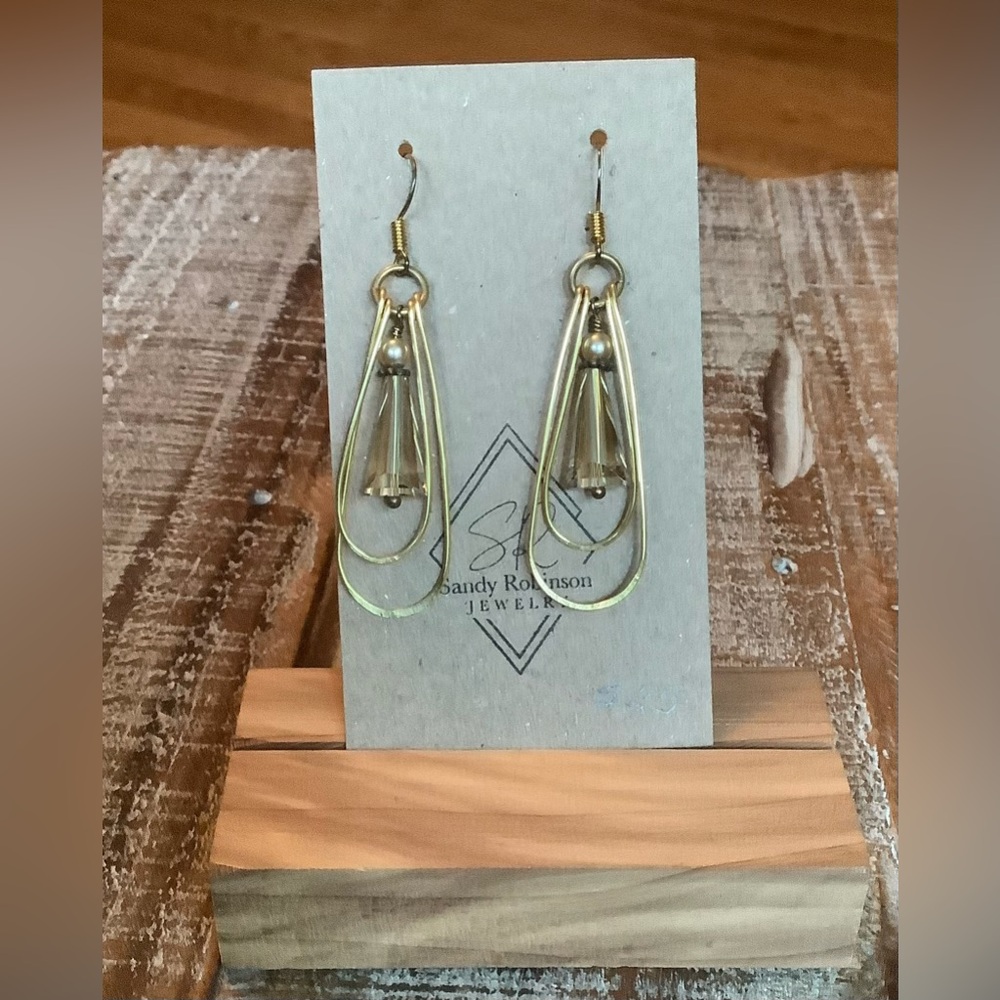 Tiered Teardrop Gold Tone Handcrafted Earrings by Sandy Robinson Jewelry
